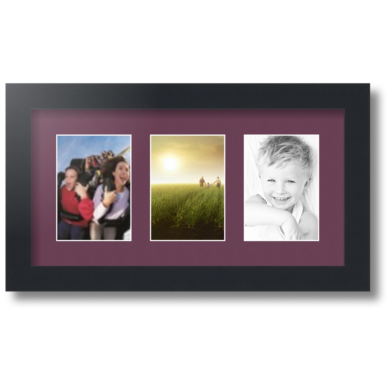 ArtToFrames Collage Photo Picture Frame with 3 - 3.5x5 inch Openings, Framed in Black with Over 62 Mat Color Options and Regular Glass (CSM-3926-29)